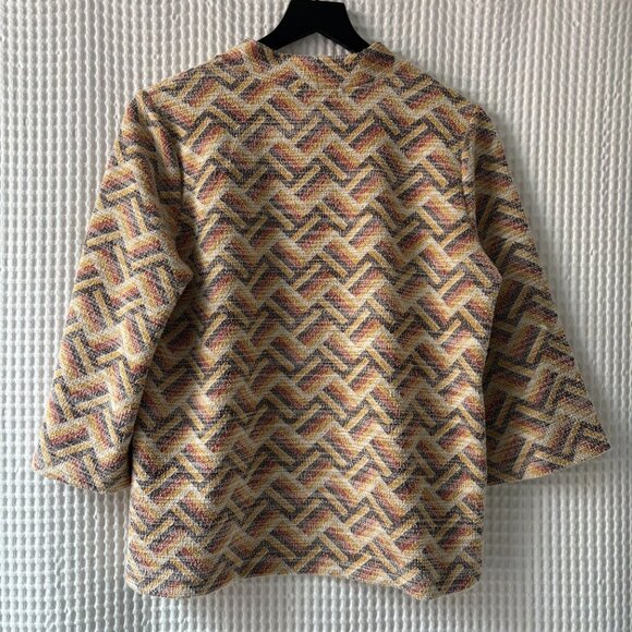 Anthropologie W5 geometric-print 3/4-sleeve mockneck top women's size large - Picture 2 of 5